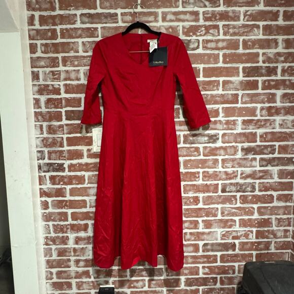 Max Mara Dresses & Skirts - NWT MaxMara Viviana Red Fit & Flare Midi Dress Size 4 / IT38